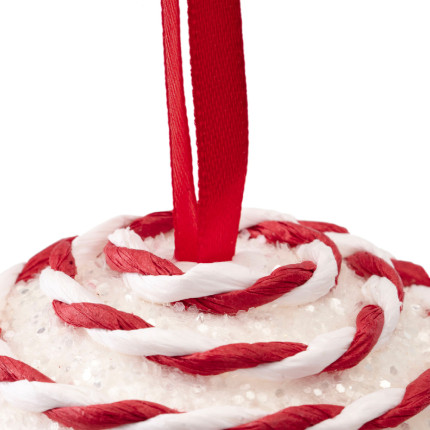 Sfera Natalizia Candy Bianca e Rossa