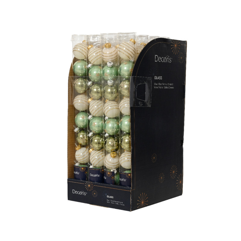 Palline in Vetro Fantasia Verde Panna 3cm (9 Pezzi)