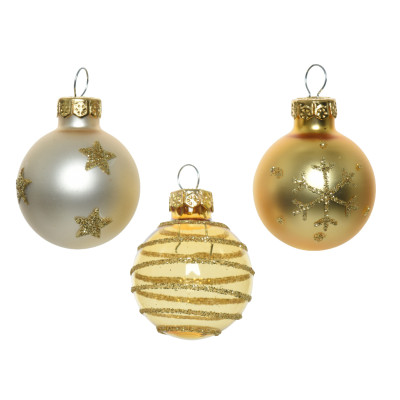 Palline in Vetro Fantasia Perla Oro 3cm (9 Pezzi)