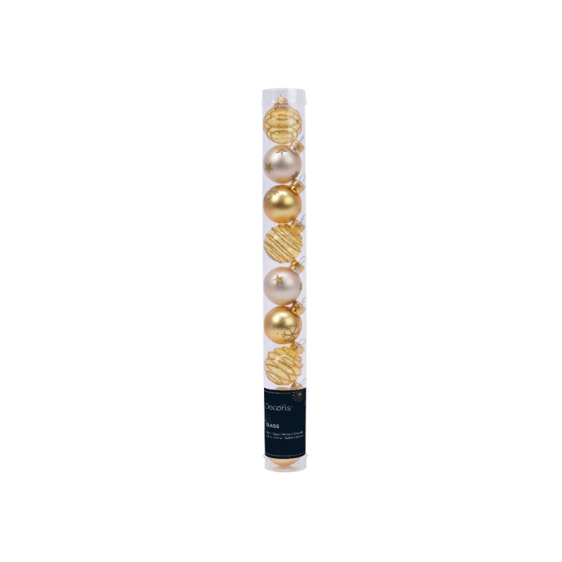 Palline in Vetro Fantasia Perla Oro 3cm (9 Pezzi)