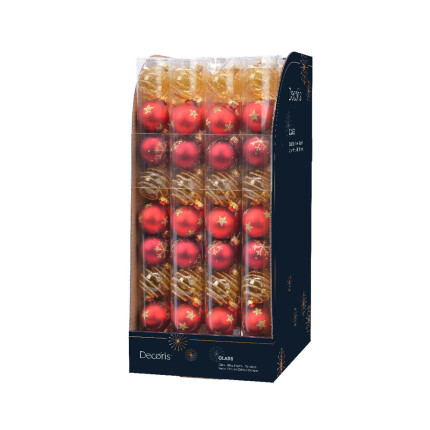 Palline in Vetro Fantasia Rosso Oro 3cm (9 Pezzi)