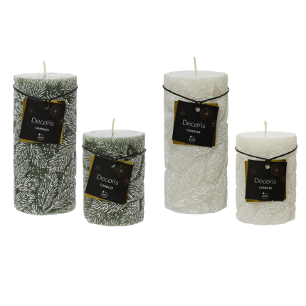 Candela Invernale con Foglie in Rilievo