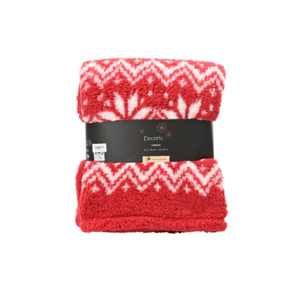 Coperta Fantasia Natalizio Rossa e Bianca