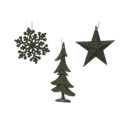 Pendente Natalizio Verde Glitterato 10cm