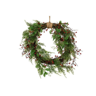 Corona in Salice con Foglie e Bacche 40cm