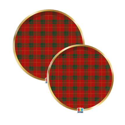 Piatti in Cartoncino Tartan Gold (6 pezzi)