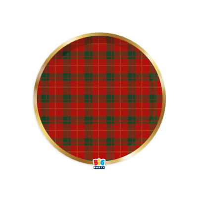 Piatti in Cartoncino Tartan Gold (6 pezzi) 2