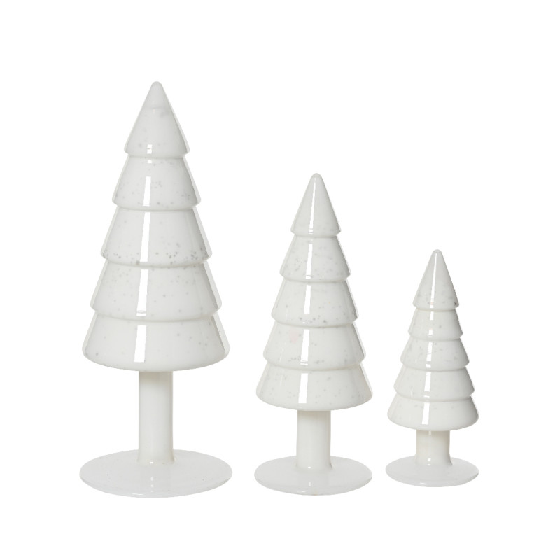 Set Alberelli in Vetro Bianchi (3 Pezzi)