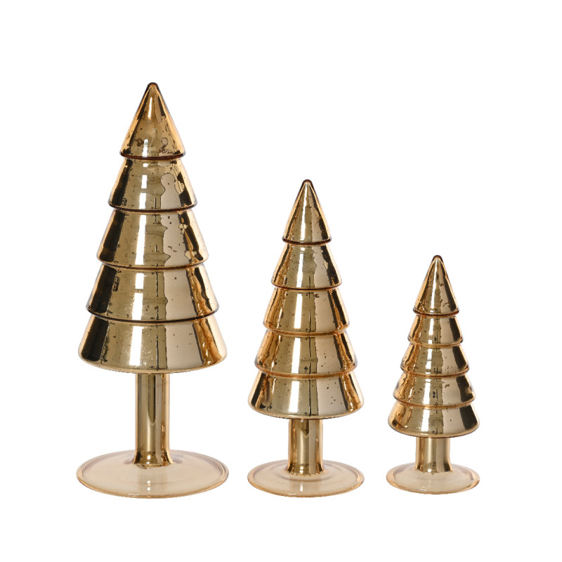 Set Alberelli in Vetro Oro (3 Pezzi)