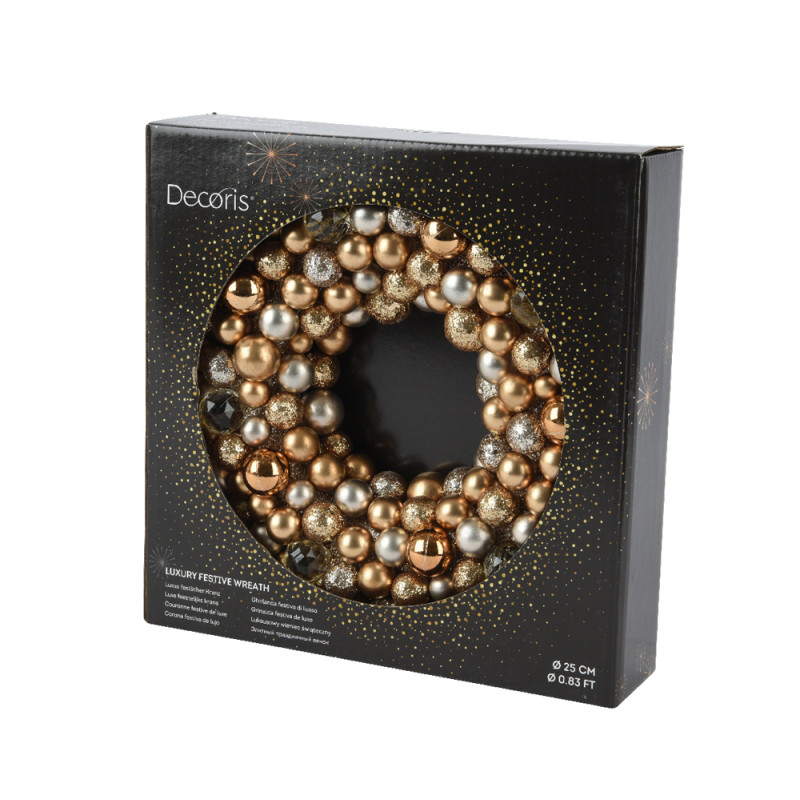 Corona di Palline Natalizie Rossa e Oro