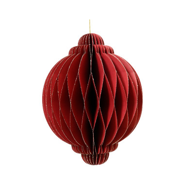 Sfera in Carta Plissé Rossa Glitter 15cm