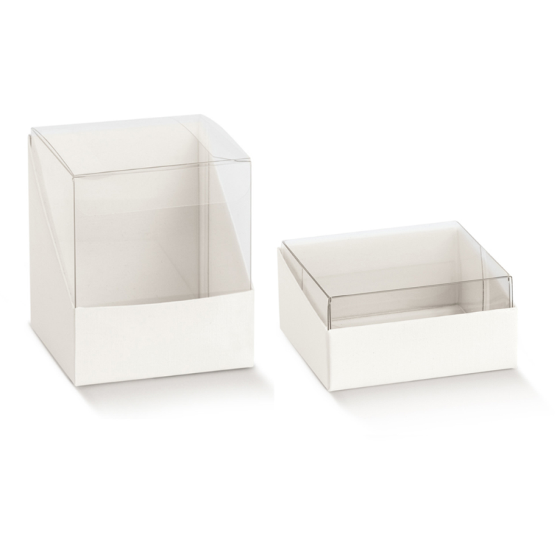 Scatola Duo Trasparente con Cartoncino in Fibra Bianco