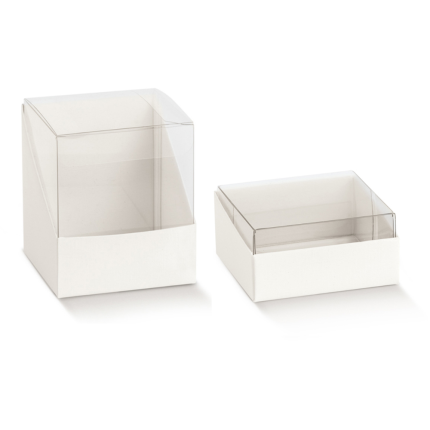 Scatola Duo Trasparente con Cartoncino in Fibra Bianco Scatola Duo Trasparente con Cartoncino in Fibra Bianco