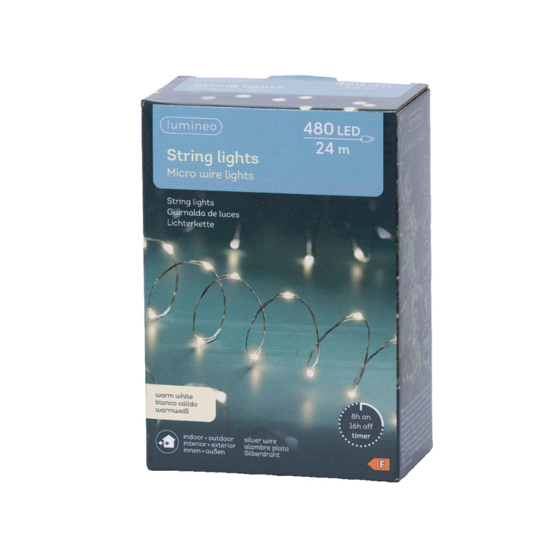 Filo metallico LED a luce fissa calda, interno/esterno | Incartare