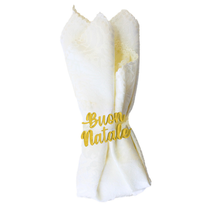 Portatovaglioli Buon Natale in Acciaio Oro (6 Pezzi)