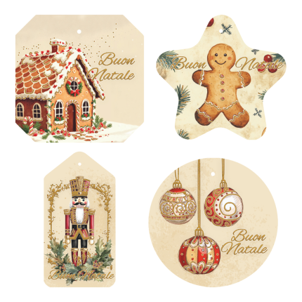 Chiudipacco Natale Vintage (4 Pezzi)