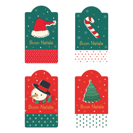 Chiudipacco Buon Natale Rossi e Verdi (4 Pezzi)