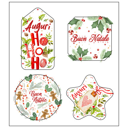 Chiudipacco Natalizio Con Agrifoglio (4 Pezzi)