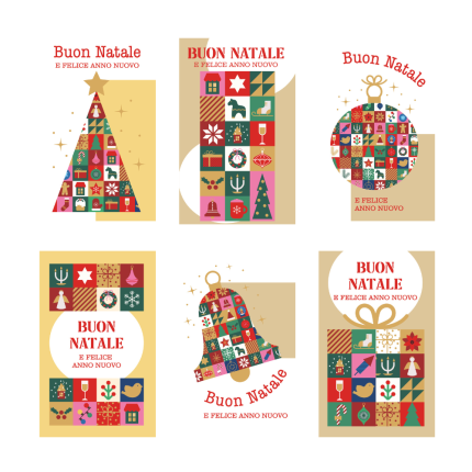 Bigliettini di Natale Stilizzati (6 Pezzi)