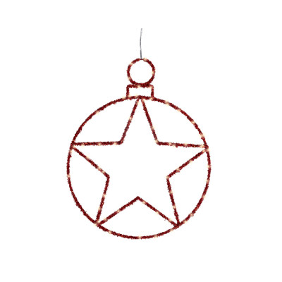 Cerchio Pendente con Stella Led 49cm Rosso 2