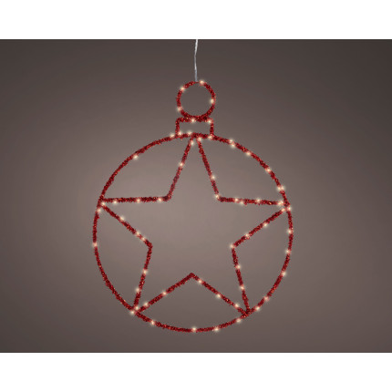 Cerchio Pendente con Stella Led 49cm Rosso