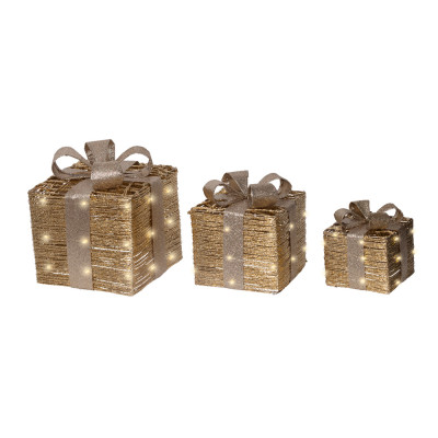 Pacchi Regalo Led Dorati (3 Pezzi) 2