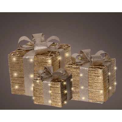 Pacchi Regalo Led Dorati (3 Pezzi)