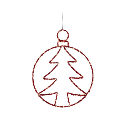 Cerchio Pendente con Albero Led 49cm Rosso 2