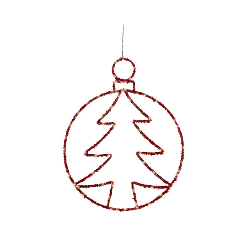 Cerchio Pendente con Albero Led 49cm - Oro e Rosso