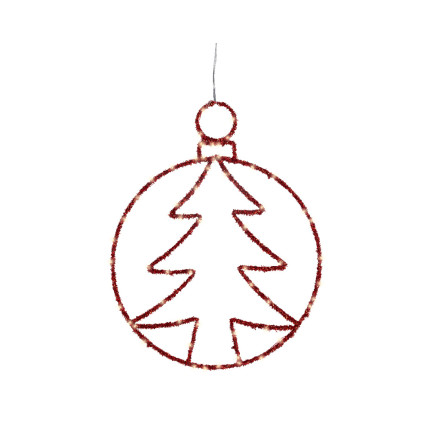 Cerchio Pendente con Albero Led 49cm - Oro e Rosso