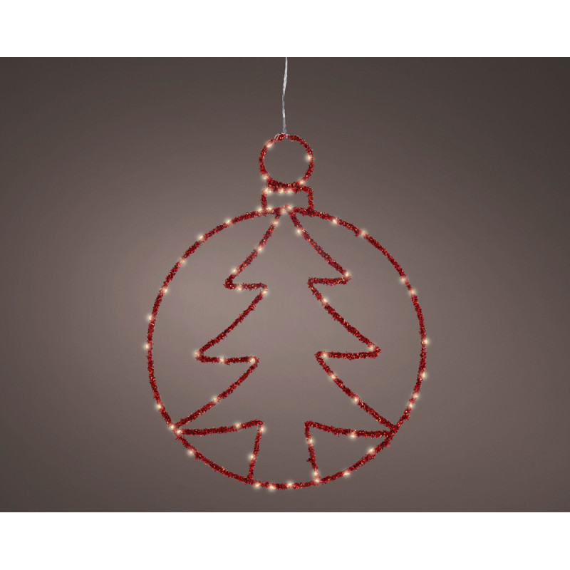 Cerchio Pendente con Albero Led 49cm Rosso