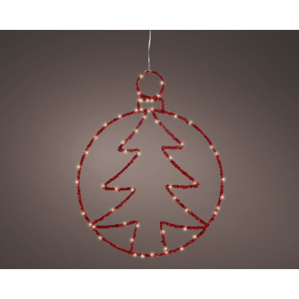 Cerchio Pendente con Albero Led 49cm Rosso