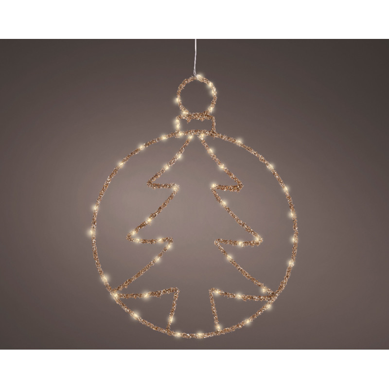 Cerchio Pendente con Albero Led 49cm Oro