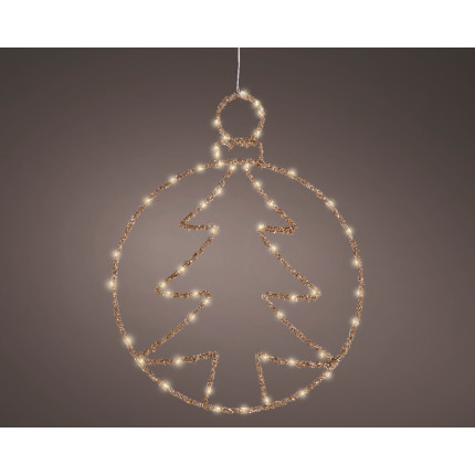 Cerchio Pendente con Albero Led 49cm Oro