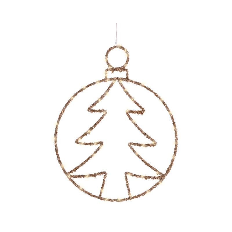 Cerchio Pendente con Albero Led 49cm - Oro e Rosso