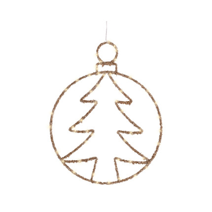 Cerchio Pendente con Albero Led 49cm - Oro e Rosso