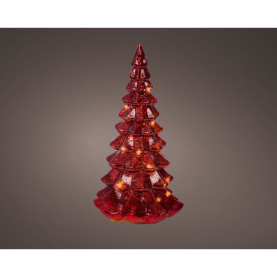 Alberello Luminoso in Vetro 21cm rosso