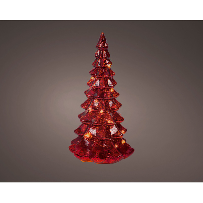 Alberello Luminoso in Vetro 21cm rosso