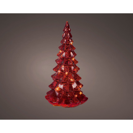 Alberello Luminoso in Vetro 21cm rosso