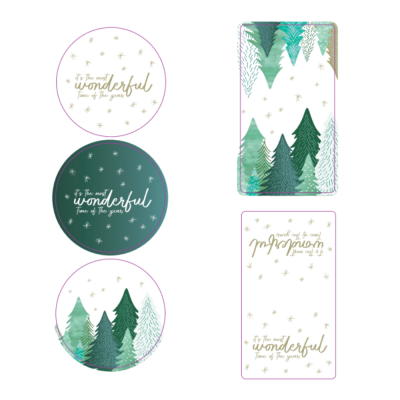 Etichette Wonderful Time Tonde e Rettangolari (100 Pezzi)