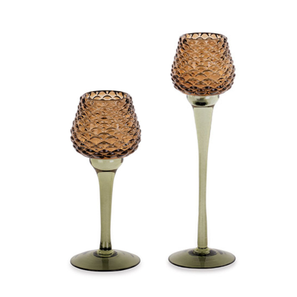 Portacandela Pigna in Vetro con Gambo