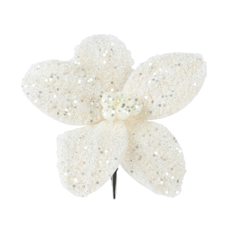 Clip Stella di Natale con Glitter Bianca