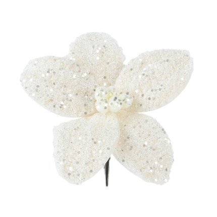 Clip Stella di Natale con Glitter Bianca