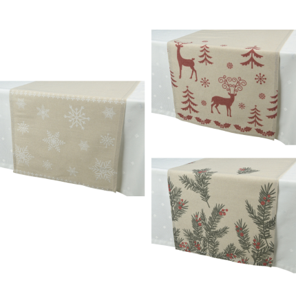 Runner Avorio con Stampa Natalizia