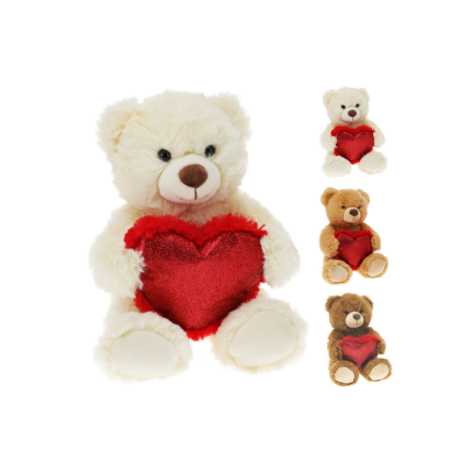 Orso di Peluche con Cuore Rosso 26cm