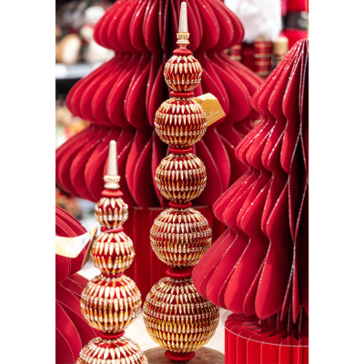 Decorazione da Appoggio in Velluto Bordeaux e Oro 2