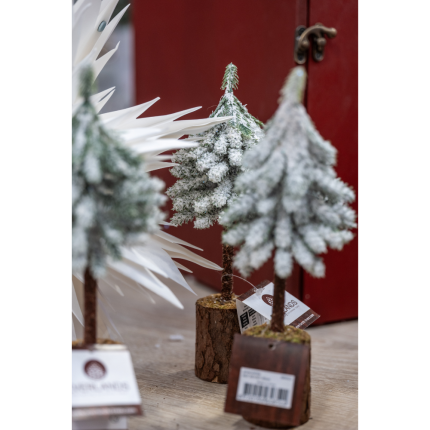 Mini alberello innevato base in legno