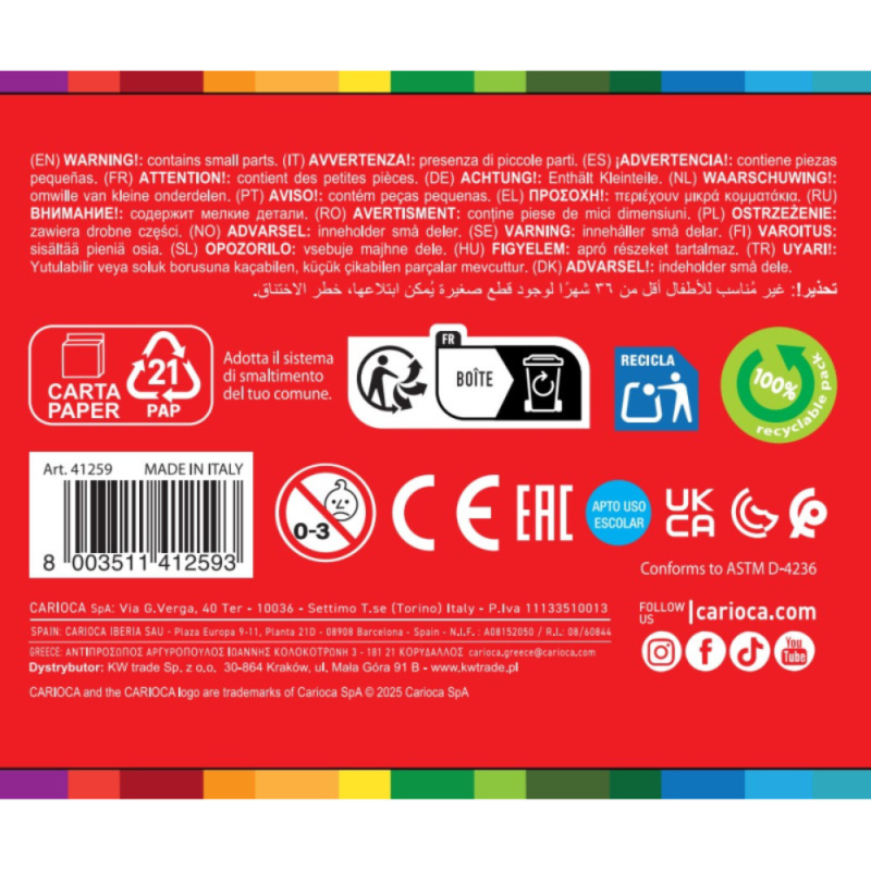 Scatola Rigida Pennarelli Punta Maxi Jumbo (30 Pezzi)