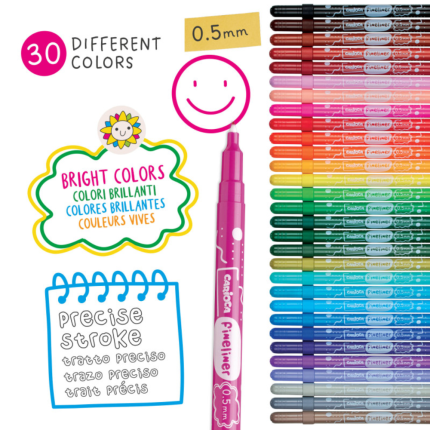 Fineliner Carioca 30 pezzi | Set per disegno | Incartare