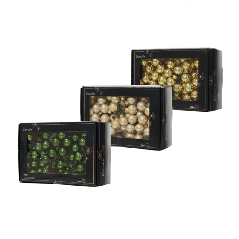 Palline in vetro lucide con filo ferro 2cm (144 pezzi)